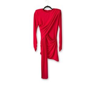 Michael Costello x REVOLVE Felix Mini Dress Red Draped NWT Size Small